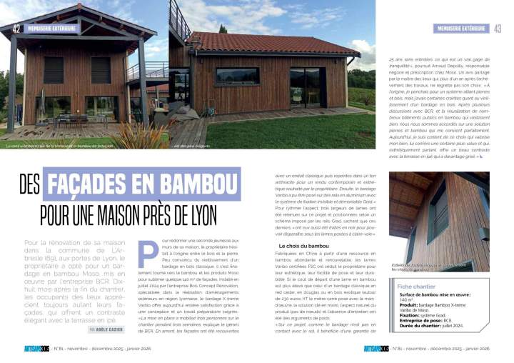 Des façades en bambou pour une maison près de Lyon